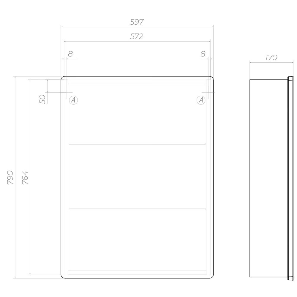 Шкаф VIGO навесной Geometry Step 600 с зеркалом  (301), артикул 301