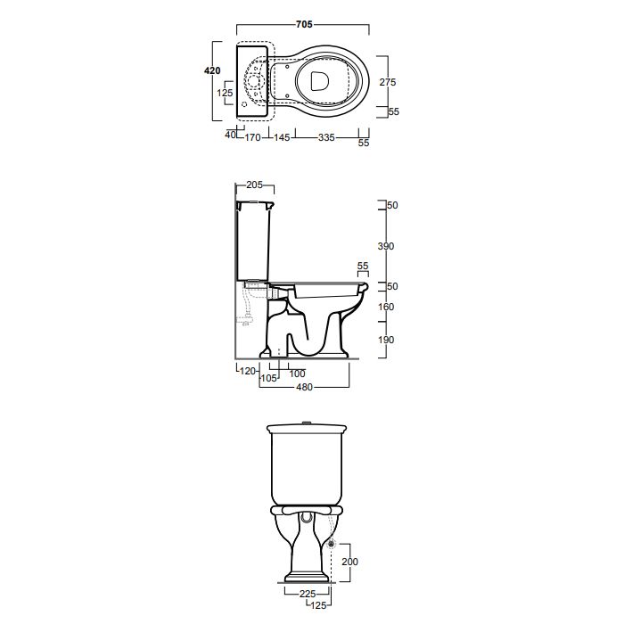 SIMAS Lante Механизм слива с двойным потоком, для бачка моноблок LA09, цвет хром