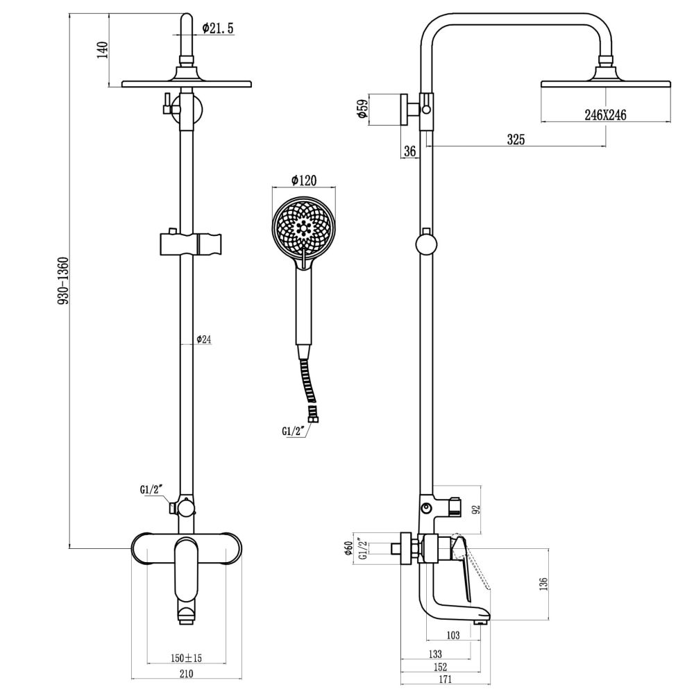 Душевая система Savol SK-H6401, хром, артикул SK-H6401