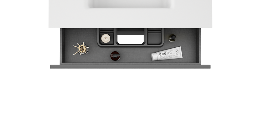 Visobath Aqua, тумба 80 см, 2 ящика c хромированными ручками, цвет пепельный матовый лак (Ceniza), артикул 73559/73582