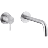 HUBER Lynox Смеситель для раковины на 2 отверстия из стены, излив 250мм, нержавеющая сталь