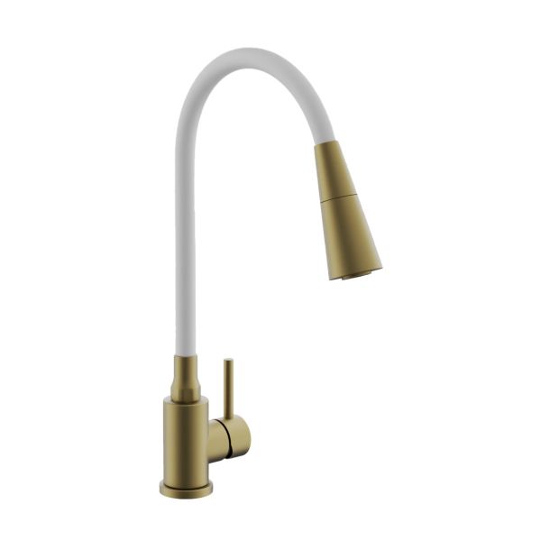 Смеситель для кухни с гибким изливом и режимом душ BELZ B74810-5, брашированное золото