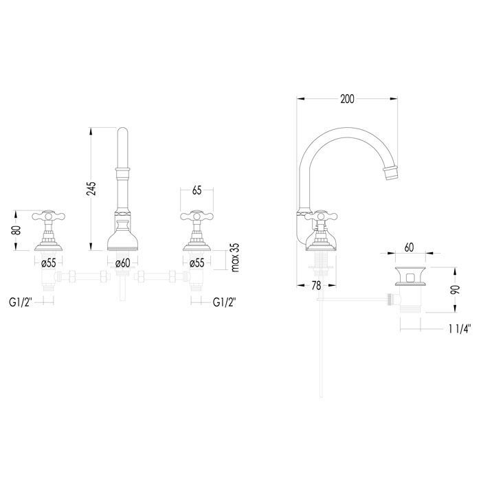 Devon Austin Смеситель для раковины с 3 отв с донным клапаном, высокий излив, светлое золото ., артикул UTAU900A