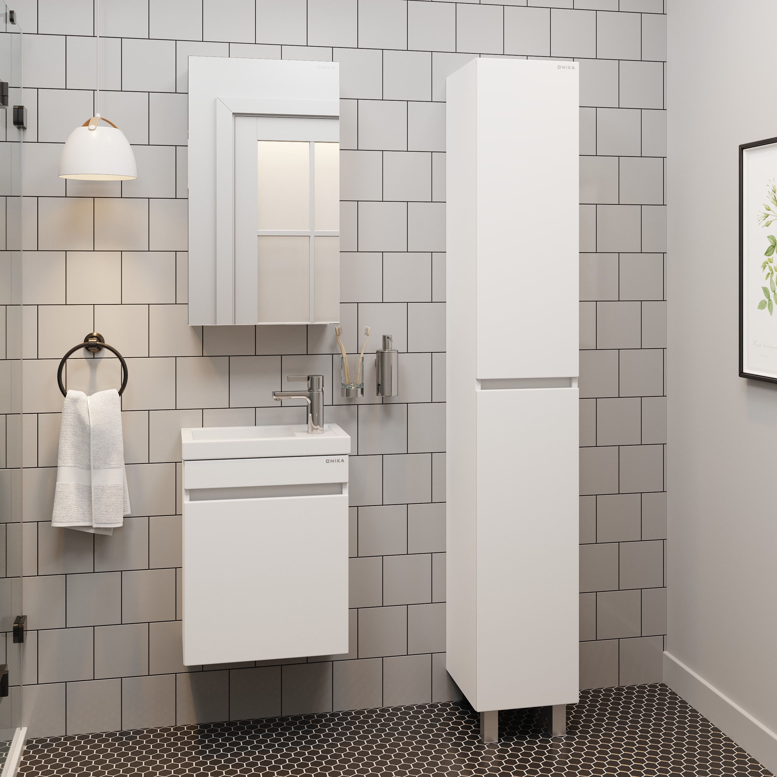 Тумба Onika Милтон 45 подвесная, белая (ум. Фостер 45)