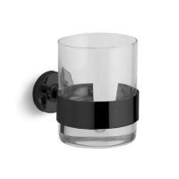 Стакан, Bertocci, Cinquecento, одинарный, ширина, мм-80, глубина, мм-80, высота, мм-95, настенный, материал стакана-стекло прозрачное, материал держателя-латунь, цвет-чёрный матовый