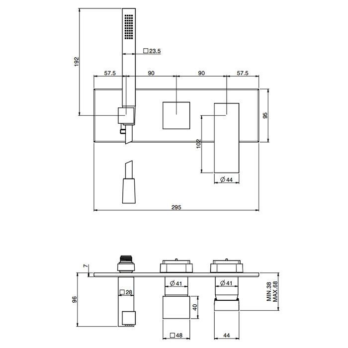 Fima Carlo Frattini Zeta Смеситель для душа, встраиваемый, с ручным душем, 2 источника, цвет: чёрный матовый