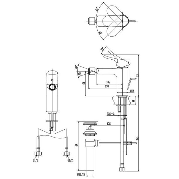 TOTO GO Сместель для биде с донным клапаном, цвет: хром, артикул TRG01301R