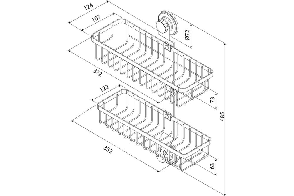 Двухъярусная прямая полка, проволока стальная, черный матовый, Easy, Milardo, EAS0WS2M44, артикул EAS0WS2M44