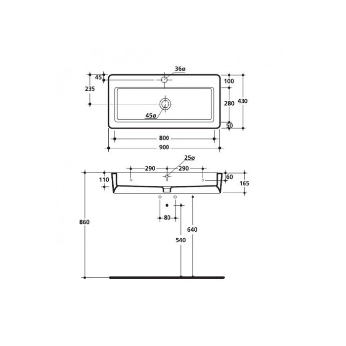 Kerasan Ego Раковина 90х43см с 1 отв., белый