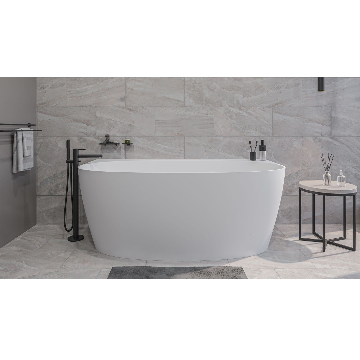 Ванна WHITECROSS Pearl A 155x80 (белый мат) иск. камень