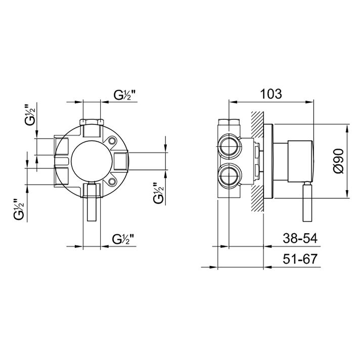Fantini Внутренняя часть смесителя для душа, переключатель на 3 источника, с Eco System, 1/2''