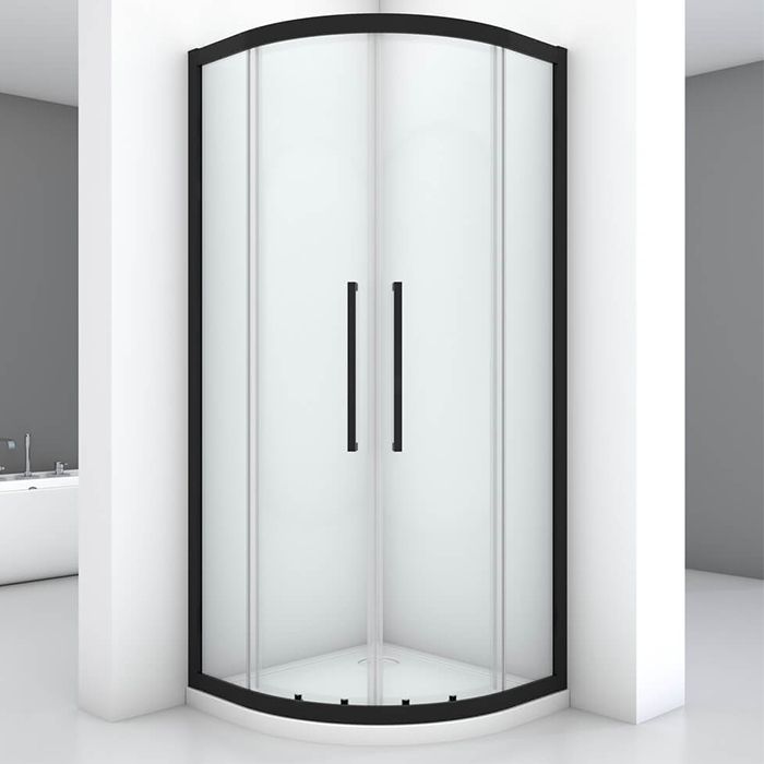 Душевой уголок Black&White Stellar Wind S801-900x900 радиальный профиль Блеск серебра стекло прозрачное