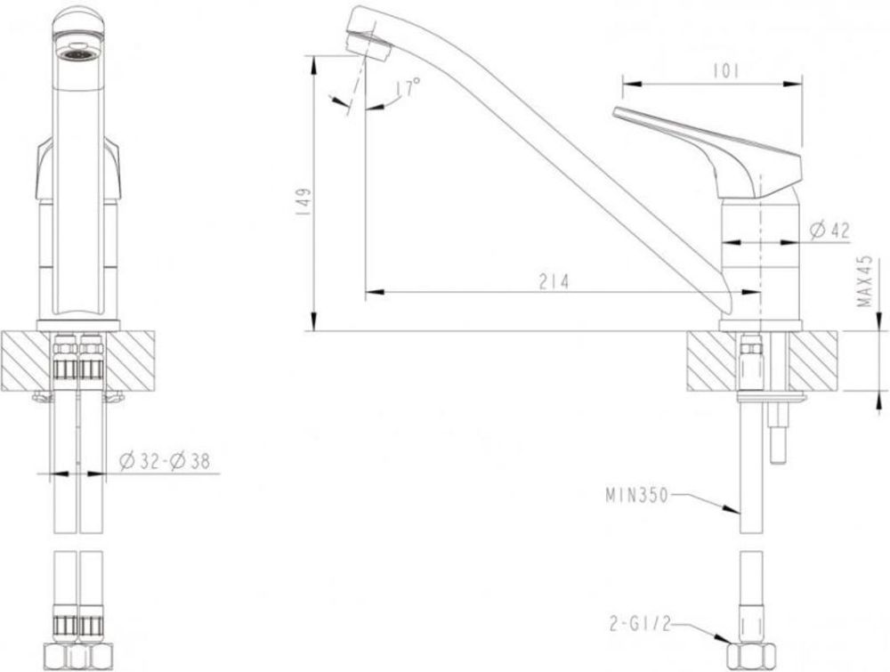 Смеситель для кухни Bravat Drop-D F748162C-1, хром, артикул F748162C-1