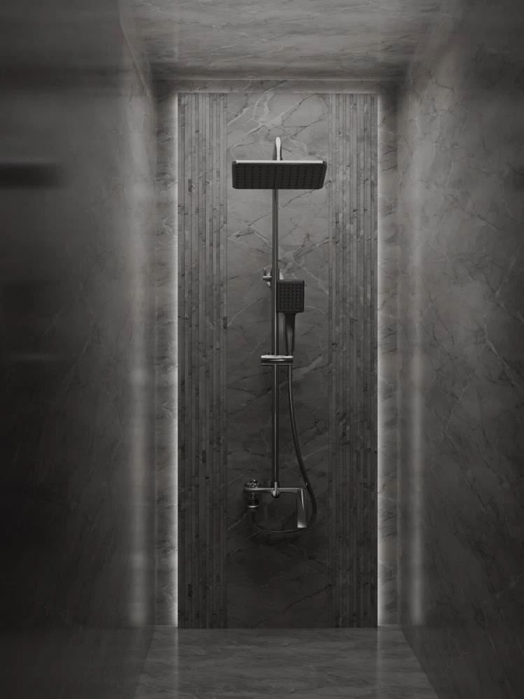 Душевая система Knotlor KN-62/GM, вороненая сталь, артикул KN-62/GM