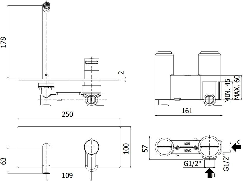 Смеситель для раковины Paffoni Joker JK105NO (с внутренней частью), артикул JK105NO