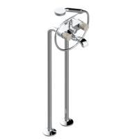 THG NIHAL PORCELAINE IVOIRE Смеситель для ванны напольный, двухвентильный, с ручным душем и шлангом 1500 мм., цвет Хром