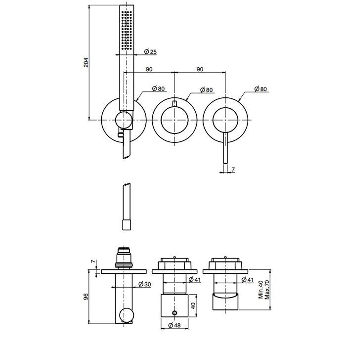 Fima Carlo Frattini Spillo Up Смеситель для душа, встраиваемый, с переключателем на 2 источника, с ручным душем, цвет: золото