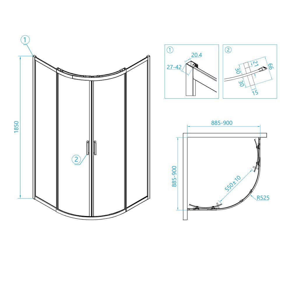 Душевой уголок RGW CL-53 (900x900, Прозрачное)