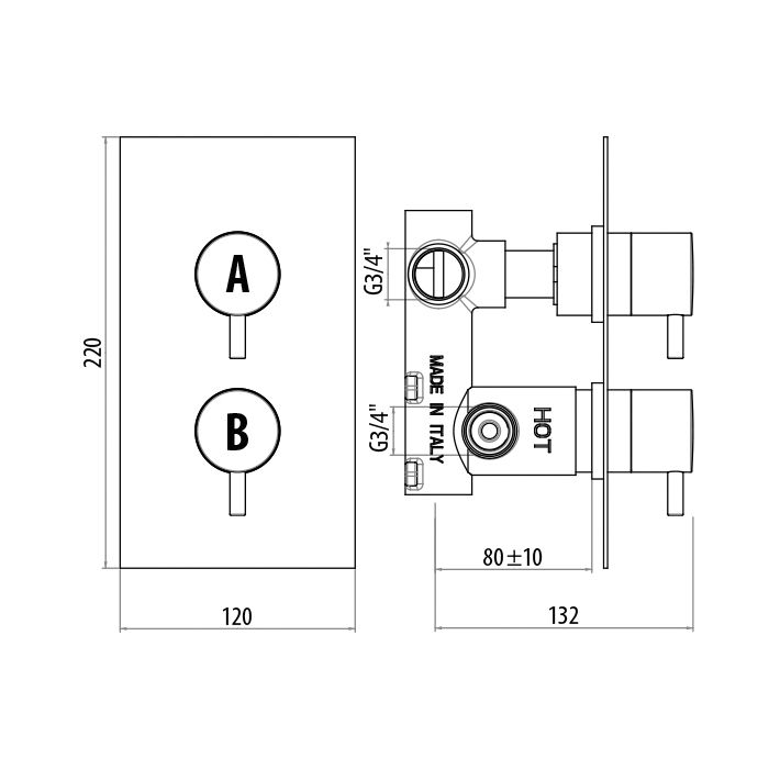 GATTONI FLAT Termostatici смеситель для душа 2 рычага на 2 выхода, на прямоугольной пластине цвет хром GATTONI FLAT Termostatici смеситель для душа 2 рычага на 2 выхода, на прямоугольной пластине цвет хром