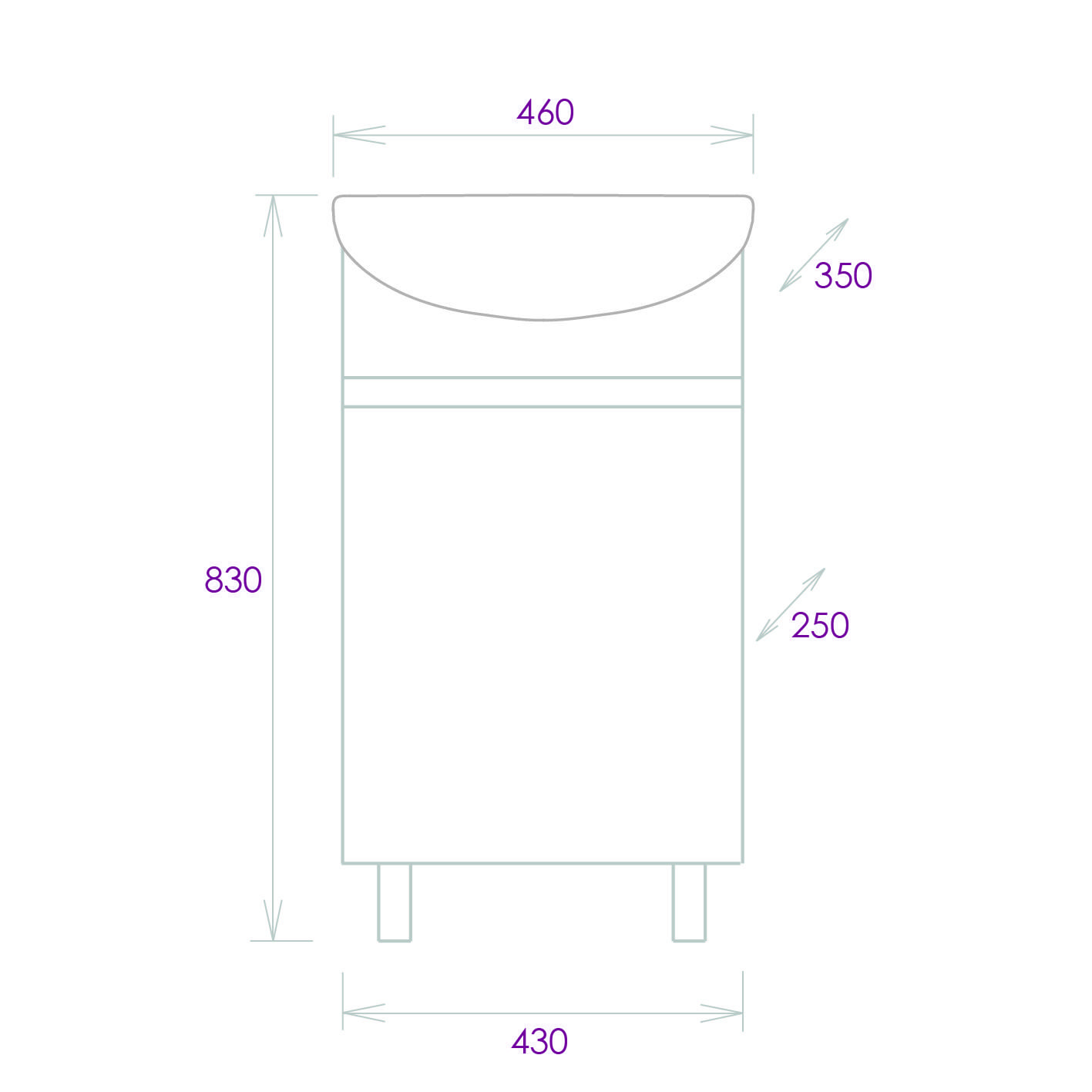 Тумба Onika Милтон 45 напольная, белая (ум.Уют 45)
