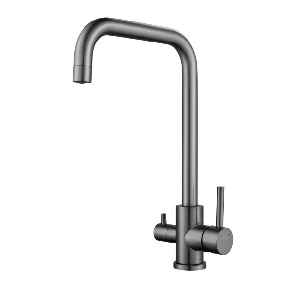 Смеситель для кухни с подключением фильтра воды Raffine F118T, оружейная сталь