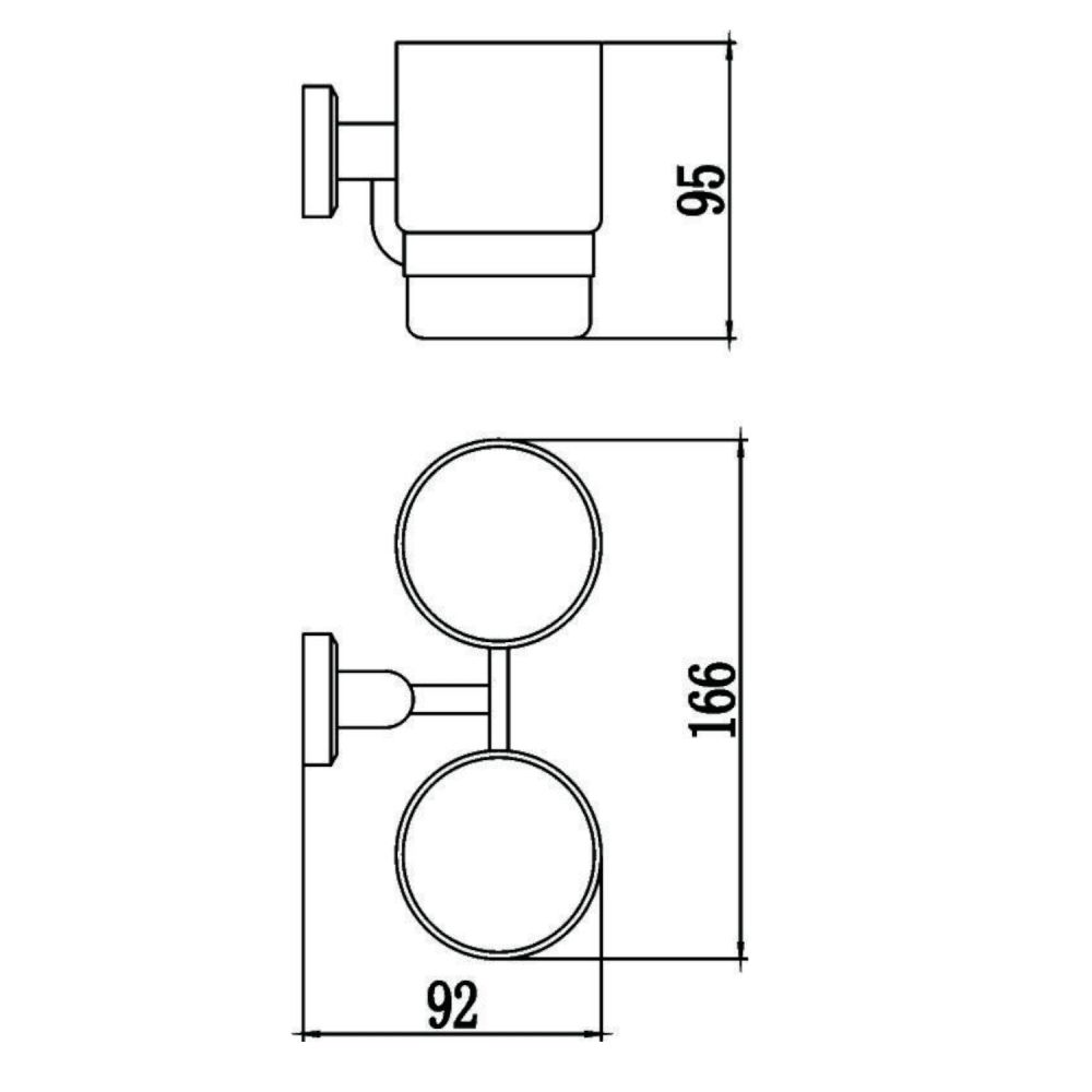 Стакан для ванной комнаты двойной Savol S-009568, хром