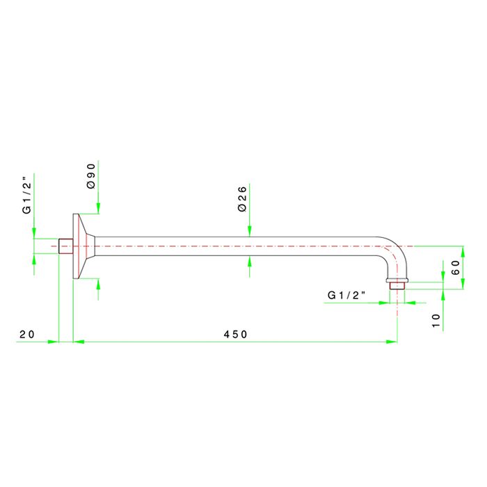 Nicolazzi Flag Кронштейн для верхнего душа 450мм, цвет хром