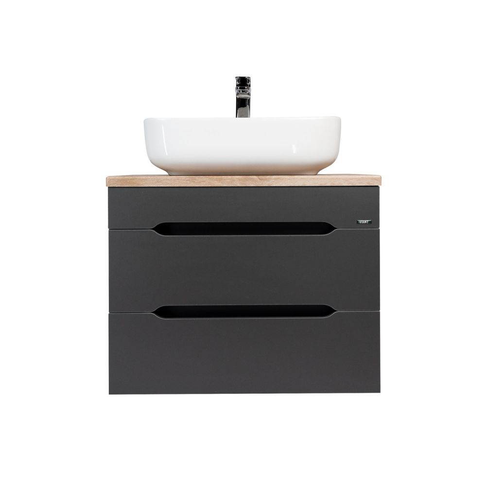 Тумба VIANT "Марсель" 2 ящика со столешницей L66 подвесная графит 502х664х516 (VMAR66NG-T2YP), артикул VMAR66NG-T2YP