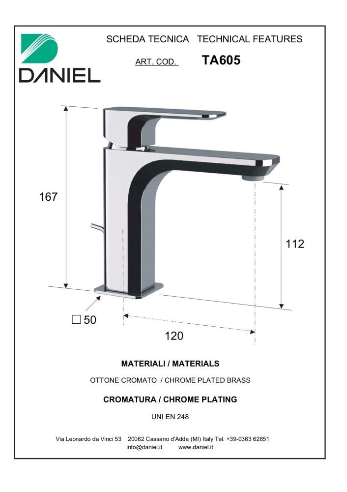 Daniel Tiara, однорычажный смеситель для раковины (излив 12 см), с донным клапаном, цвет графит