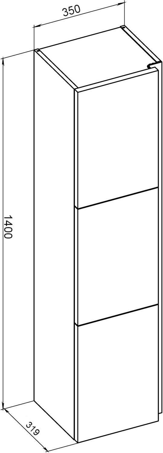 Шкаф-пенал De Aqua Ариетта New 35 белый матовый
