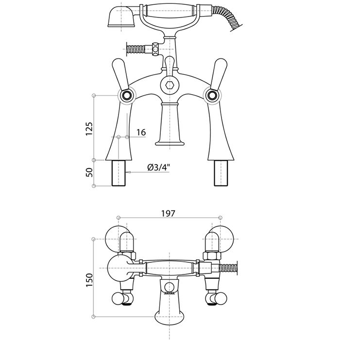 Bongio Mille Nuits Смеситель для ванны, цвет золото/черный фарфор