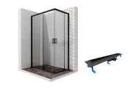 Душевой уголок Ambassador Queen Black 11011205L-ST8, прямоугольный, линейный трап, 120х80