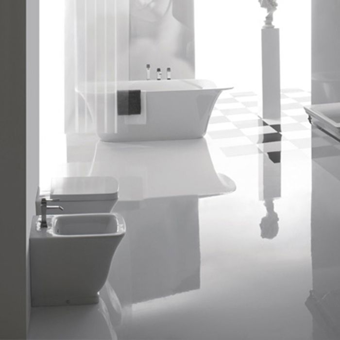 GLOBO Relais Унитаз напольный 56*36*h43см, слив в стену, с креплением, цвет белый