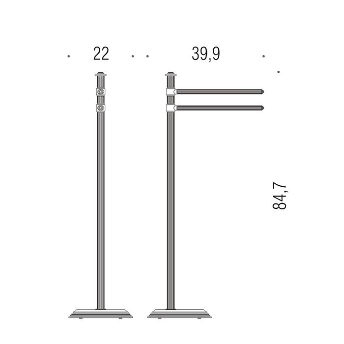 Colombo Hermitag Стойка с 2-мя полотенцедержателями, напольная, h:84,7см., цвет: PVD золото Colombo Hermitag Стойка с 2-мя полотенцедержателями, напольная, h:84,7см., цвет: PVD золото