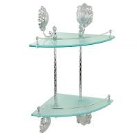 CLEOPATRA Полка c галереей угловая двойная, стекло матовое/хром