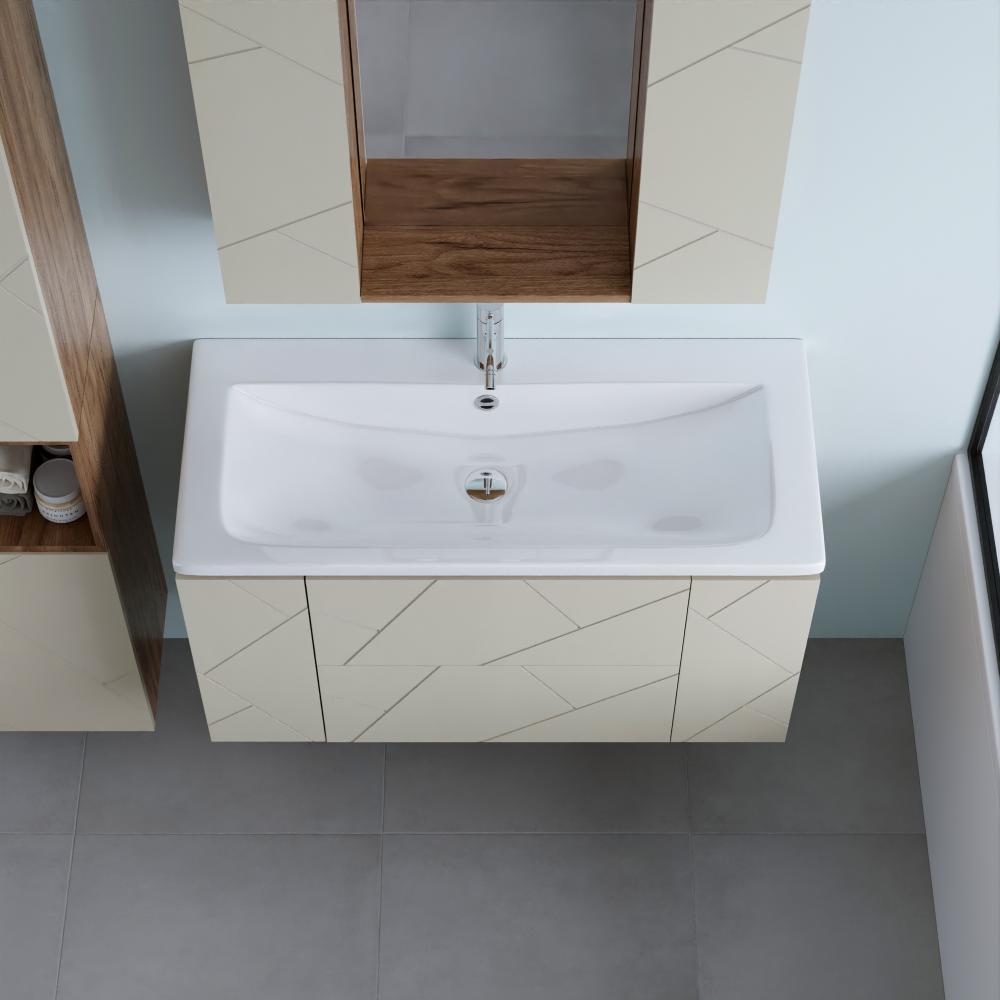 Тумба под раковину подвесная Бриклаер КРИСТАЛЛ латте, 100 см, артикул 4627125416897