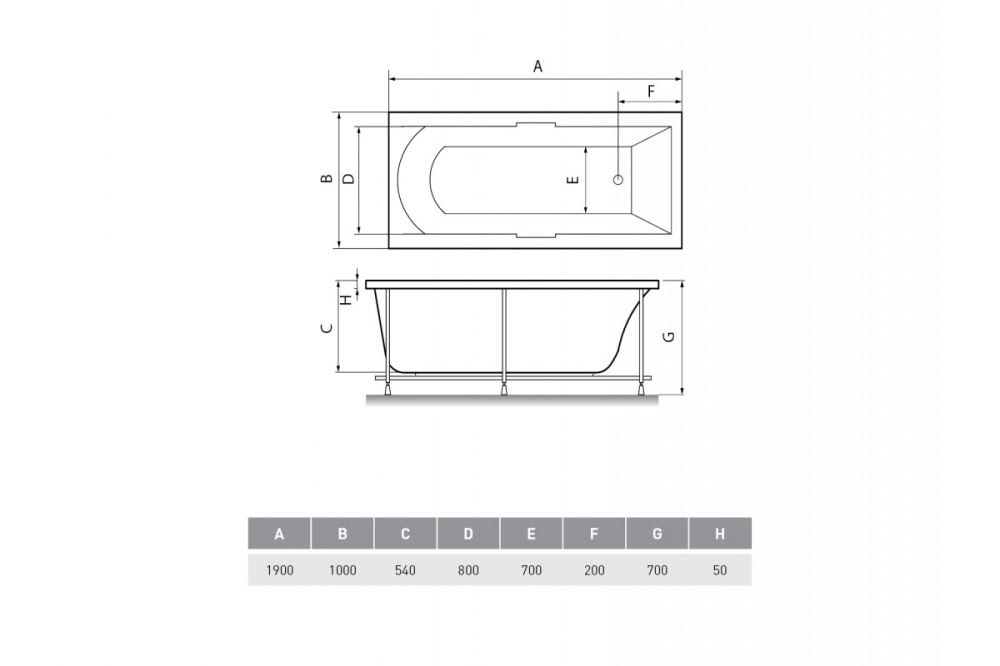 Ванна акриловая Relisan EcoPlus ТЕМЗА Гл000025013, 190x100, артикул Гл000025013
