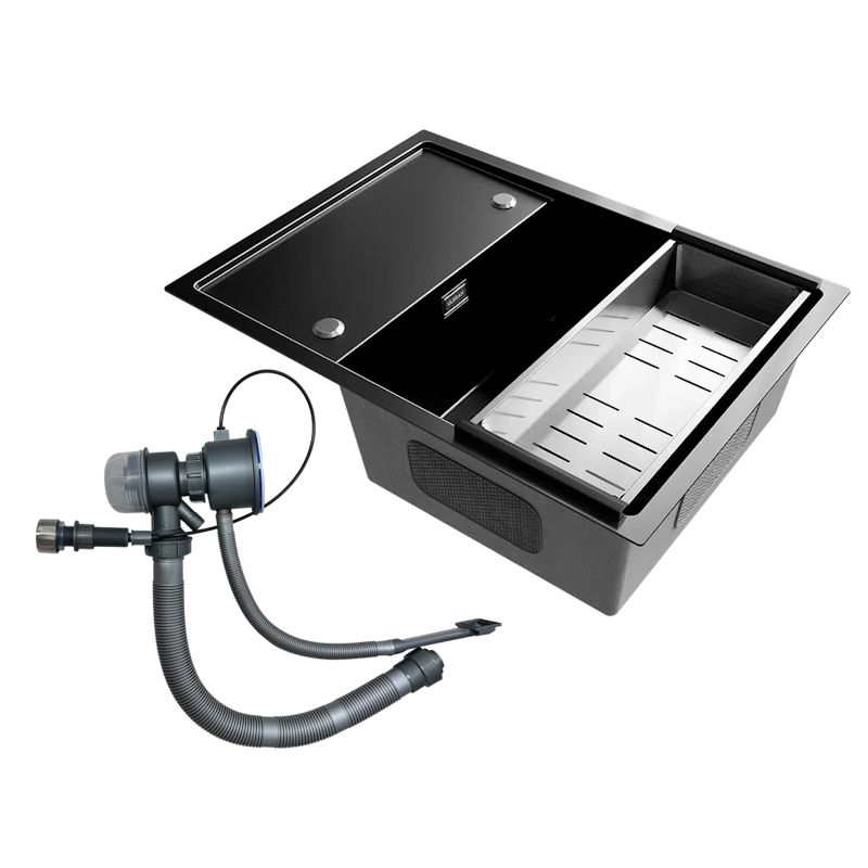 Кухонная мойка Ulgran Steel 680x500, вороненая сталь, артикул US 680-003