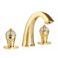 KORONA Смеситель для раковины на 3 отв., ручки Crystal, золото
