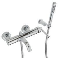 ERMITAGE MINI Смеситель для ванны моноком. внешний, с ручным душем, ручка латунь, хром