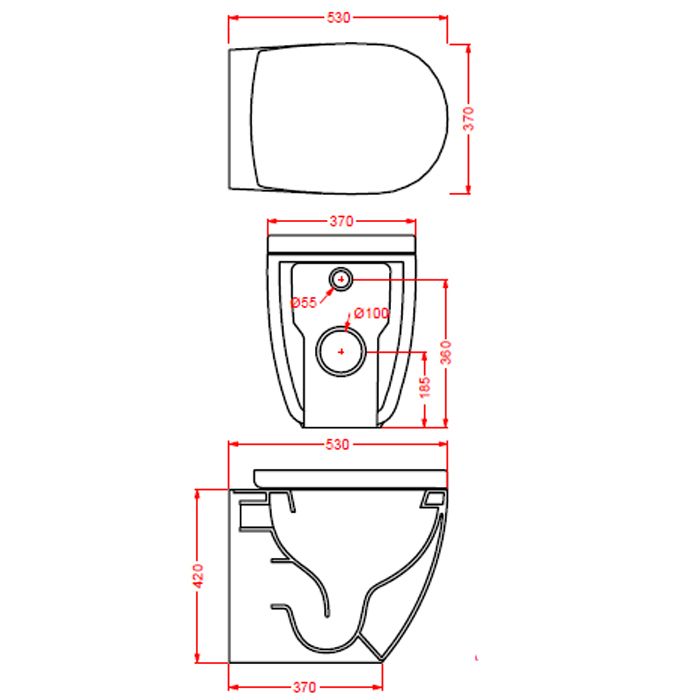 Artceram FILE 2.0 Унитаз напольный 53х37хh42см, безободковый, слив универсальный, с крепежом, цвет: matera