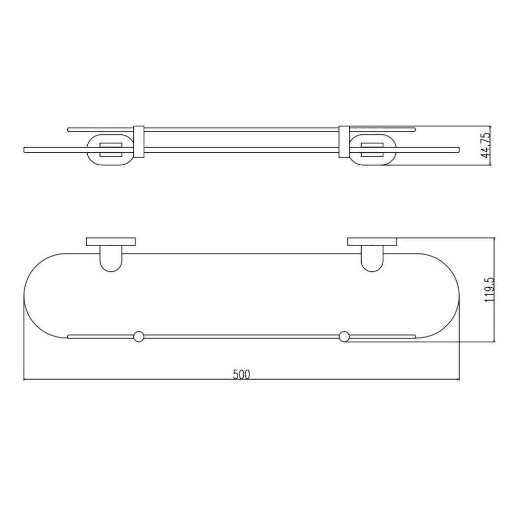 Полка стеклянная Rav Slezak YUKON YUA0900/50CMATZ, черный/золото