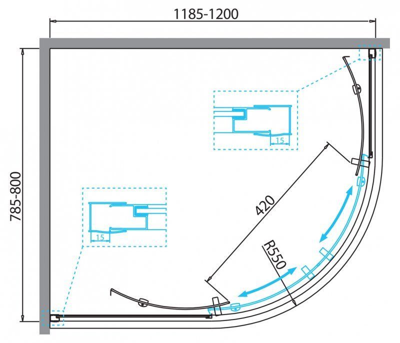 Душевой уголок BELBAGNO DUE-RH-2
