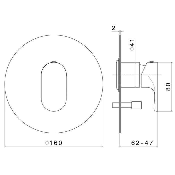 Встроенный однорычажный смеситель OLE для душа с переключателем на два потока, матовый черный