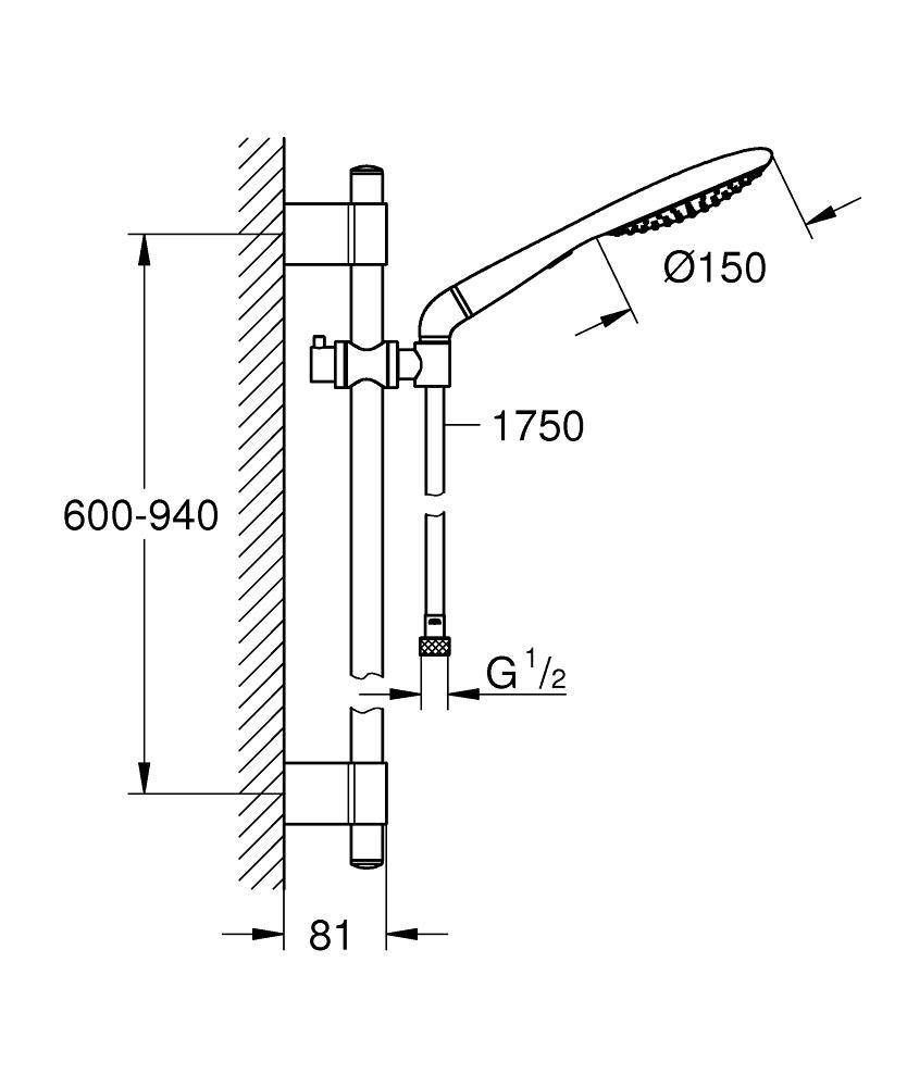 Душевой гарнитур GROHE RAINSHOWER 27273001 (хром, металл/пластик, 175-см, круглая), шт