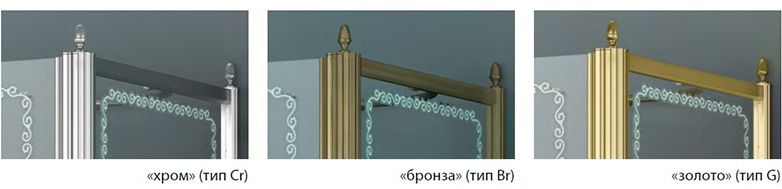 Душевой уголок Cezares Retro R-2 Scorrevole 100x100 RETRO-A-R-2-100-SCORREVOLE-CP-G профиль Золото стекло прозрачное с матовым узором