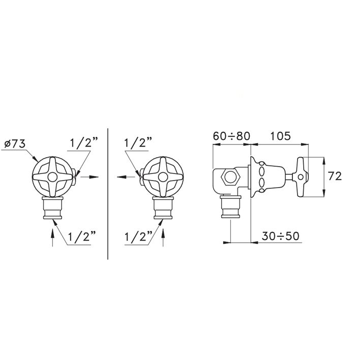 Stella Italica Угловой кран 0/152, цвет: хром