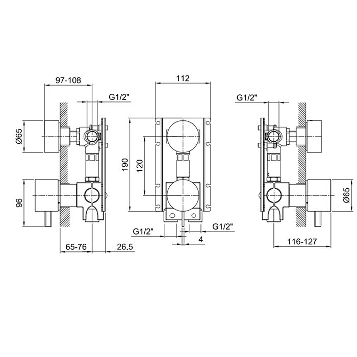Внутрення часть, Fantini, назначение-для смесителя для душа, стандарт подвода воды-1/2"