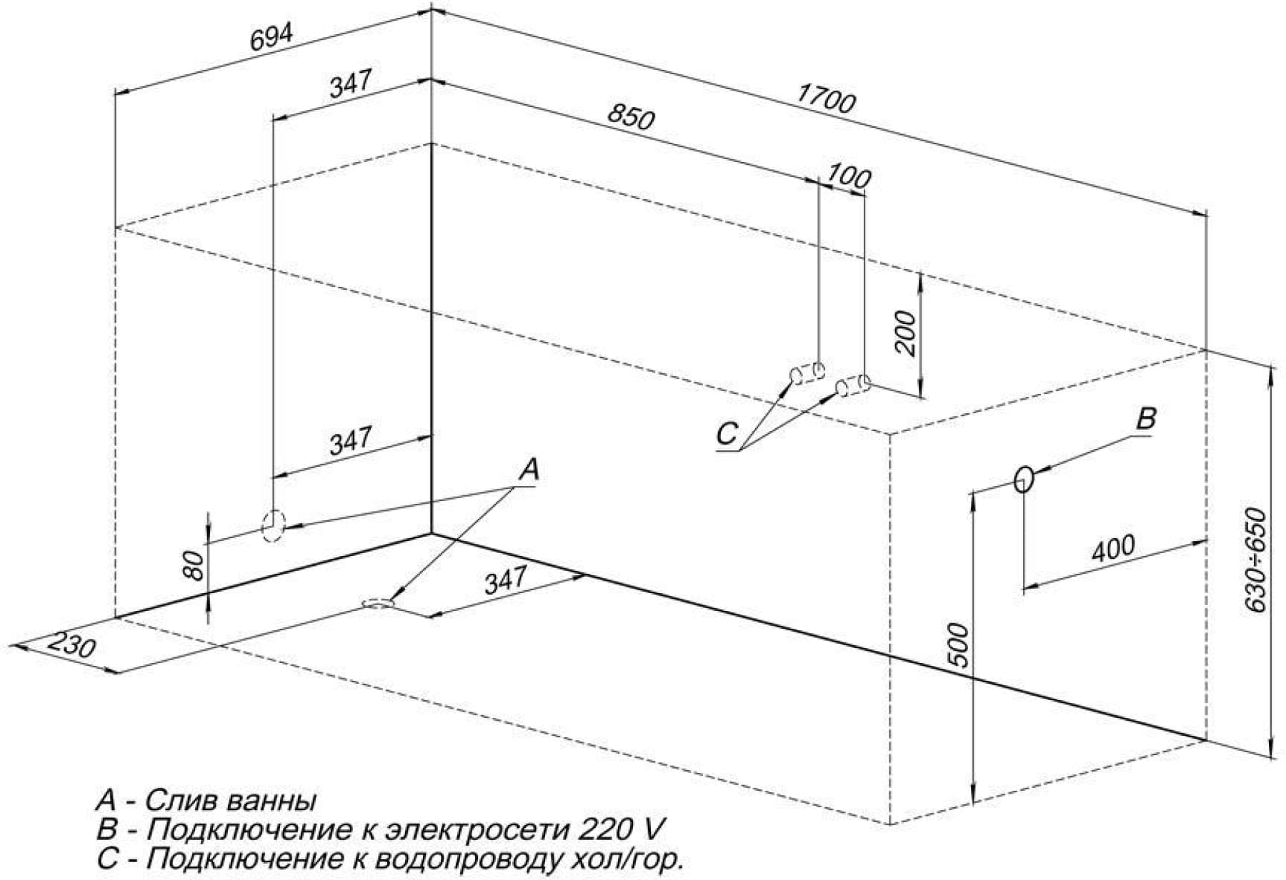 Акриловая ванна Aquanet Tessa NEW 170x70 Акриловая ванна Aquanet Tessa NEW 170x70