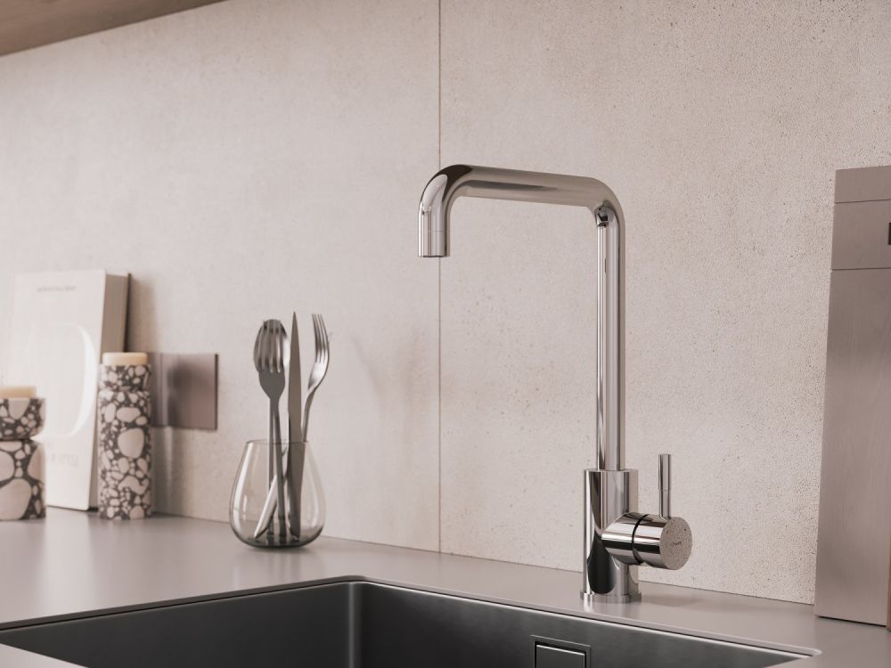 Смеситель для кухни Cersanit COMO однорычажный с п-образным изливом хром (68245), артикул 68245